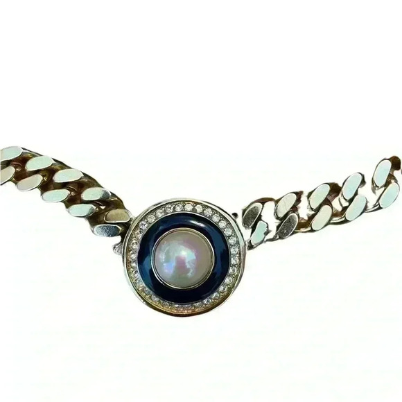 Rare Vintage Christian Dior Gold Plated Pearl and Crystal Collar Choker Necklace - Picture 5 of 14